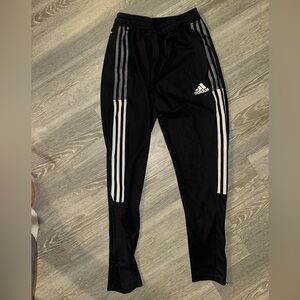 Adidas Black Joggers with White Stripes